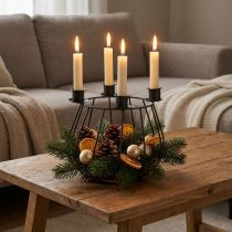 kohteita Kynttilänjalka metalliharmaa verkkokori Adventtiseppele Ø14cm