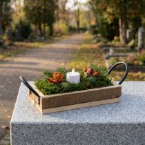 kohteita Puutarjotin kahvoilla koristeellinen tarjotin luonnonmusta 25×12,5×5cm