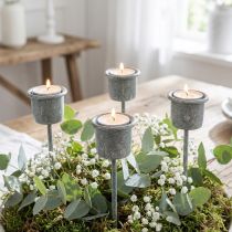 kohteita Plug-in kynttilänjalka Shabby Chic harmaa Ø3cm K8,5cm 8 kpl