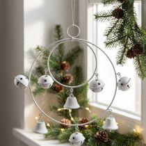 kohteita Ring with Bells, Adventtikoriste, Bell Wreath, Metal Decoration to Hang Valkoinen H22,5cm W21,5cm