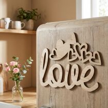 kohteita Hearts "Love" puinen koristelu luonnollinen magneettikoristekyltillä 20,5/25cm 6 kpl