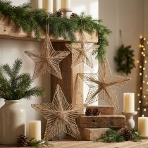 kohteita Star Jute Natural Rustic Poinsettia 30cm 4kpl