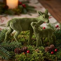 kohteita Hirven koristefiguurit Jouluvihreä parvipeura fawn kanssa setissä H9/5,5cm 4 kpl