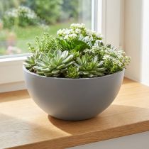 kohteita Kukkaruukku, muovinen kukkakulho, harmaa, Ø25cm, korkeus 12cm