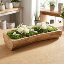 kohteita Puinen koriste syvennyksellä, koristeellinen kulho, puuta, 40 × 13–16 cm × 6,5 cm