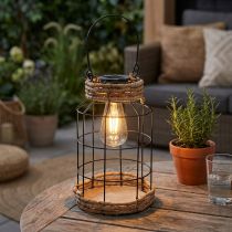 kohteita Puutarhavalo Solar Metal Black Natural Ø18cm K29cm