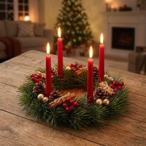 kohteita Mini adventtiseppele, keinotekoinen, kuten aidot männynneulaset Ø22cm