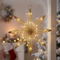 kohteita LED-koristeellinen tähti, langasta ripustettavaksi, 20 LEDiä, lämmin valkoinen, sisäkäyttöön, 22 cm