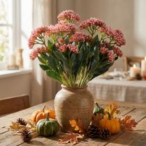 kohteita Keinotekoinen rasvakana Sedum Stonecrop kukkiva pinkki 47cm 3kpl