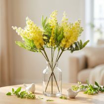kohteita Keinotekoinen kasvi hopea akaasia mimosa keltainen kukkiva 53cm 3 kpl