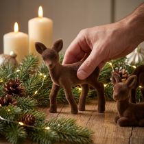 kohteita Koristefiguuri peura fawn parvi ruskea joulufiguureja 10,5cm 6 kpl