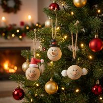 kohteita Lumiukko Puukoristeripustin Christmas Natural 5cm 12kpl