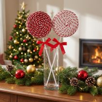 kohteita Joulukoristeita Punainen Valkoinen Lolly Foam Lollipop H36cm 2kpl