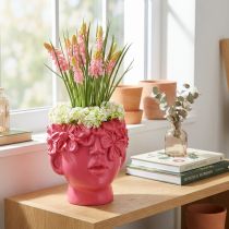 kohteita Plant Head Polyresin Bust Planter Pinkki 13,5×13×14cm