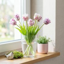 kohteita Tulppaanit keinotekoiset papukaija tulppaanit violetti kukkakimppu, jossa 5 kukkaa 40cm