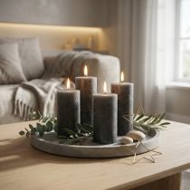 kohteita Yksiväriset pylväskynttilät, antrasiitti, 50x100 mm, 4 kpl:n setti