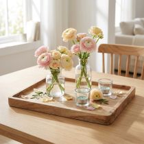 kohteita Koristeellinen tarjotin, akaasiapuuta, suorakaiteen muotoinen, luonnonvärinen viimeistely, 30 × 25 cm