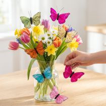 kohteita Koristeelliset perhoset lankaverkossa värikkäisiin pöytäkoristeisiin, 7 cm, 12 kpl