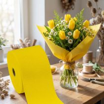 kohteita Kukkakreppi keltainen W10cm neliöpaino 128g/nm L250cm 2 kpl