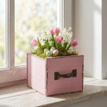 kohteita Kasvilaatikko puinen koristeellinen kasvilaatikko pinkki 12,5cm