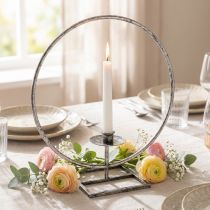 kohteita Koristesormus metallinen kynttilänjalka hopea shabby chic Ø32cm