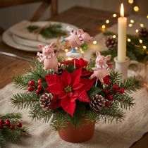 kohteita Deco possu Christmas lucky possu kukkatulppa 4kpl