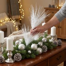 kohteita Keinotekoinen männynoksa koristeoksa valkoinen glitter L80cm