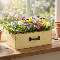 kohteita Puinen istutuslaatikko Yellow Shabby Chic 25×13×8cm