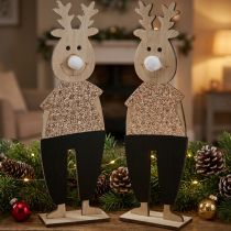 kohteita Poropuinen koristefiguuri standee joulu 12×6,5cm K45cm 2kpl