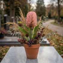 kohteita Tekokukka Banksia vaaleanpunainen syyskoristelu muistokukkakauppa 64cm