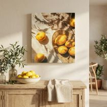 kohteita Sitruuna-seinätaide, kesäkoristeet, välimerellinen tunnelma, puukehykset, 40x60cm, olohuoneen seinäkoriste