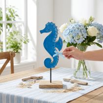 kohteita Koristeellinen merihevonen puinen pöytäkoristelu luonnonsininen K28cm