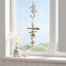 kohteita Maritime Decoration Garland Driftwood Shells Seahorse White 55cm