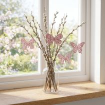 kohteita Deco ripustin perhonen pinkki glitter 8cm 12kpl