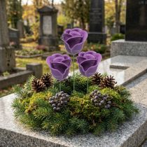 kohteita Keinotekoiset ruusut violetti vaha ruusut koristeruusut vaha Ø6cm 18 kpl