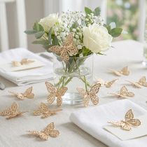 kohteita Mini Butterflies Metal Scatter Decoration Kultainen 3cm 50 kpl