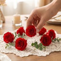 kohteita Infinity Roses -oikeita kukkia, miniruusunpäät, punaiset, Ø3cm, 16 kpl