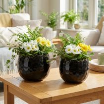 kohteita Kukkaruukku Keraaminen Munanmusta Plant Pot Musta Ø12cm 2kpl