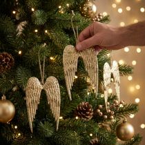 kohteita Angel Wings koristeellinen riipus joulukultainen 14,5×9cm 4 kpl
