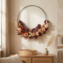 kohteita Tee-se-itse-koristerengas kuivakukkakranssi olkikukilla Ø30cm - Boho-koristerengas - Suunnittele omasi