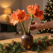 kohteita Amaryllis koristekukat oranssia keinotekoista L55cm 2kpl
