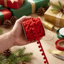 kohteita Koristenauha pomponeilla Pom Pom Ribbon Punainen 20mm 15m