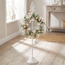 kohteita Seppeleteline Shabby Chic Valkoinen Seppeleteline Metalli 4 Koukkua K76cm