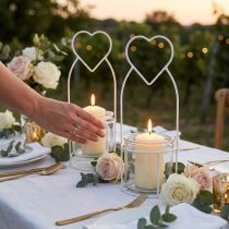 kohteita Lyhty Heart Valkoinen Lyhtypidike Lasi Ø12cm K30cm 2kpl