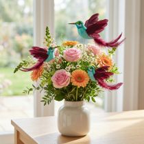 kohteita Hummingbird koriste tikussa turkoosi viininpunainen 13-15cmx9-10cm 6 kpl