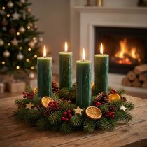 kohteita Kartio kynttilä tummanvihreä yksivärinen 34 x 240mm 4 kpl