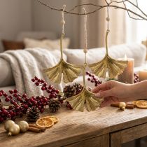 kohteita Ginkgo lehtiriipus, Adventtikoristeet, metallikoristeet syksyyn Golden L12cm 12 kpl