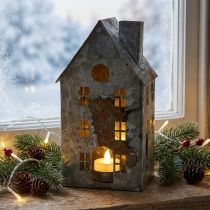 kohteita Metallinen tuikkukuppi, shabby chic -tyylinen, valkoiseksi kalkittu, ruosteenvärinen, korkeus 20 cm