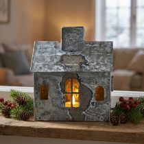 kohteita Metallinen tuikkukuppi, shabby chic -tyylinen, valkoiseksi kalkittu, ruosteenvärinen, korkeus 11 cm