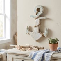 kohteita Anchor Deco Wood Maritime Deco White Blue 42cmx25cmx3.5cm